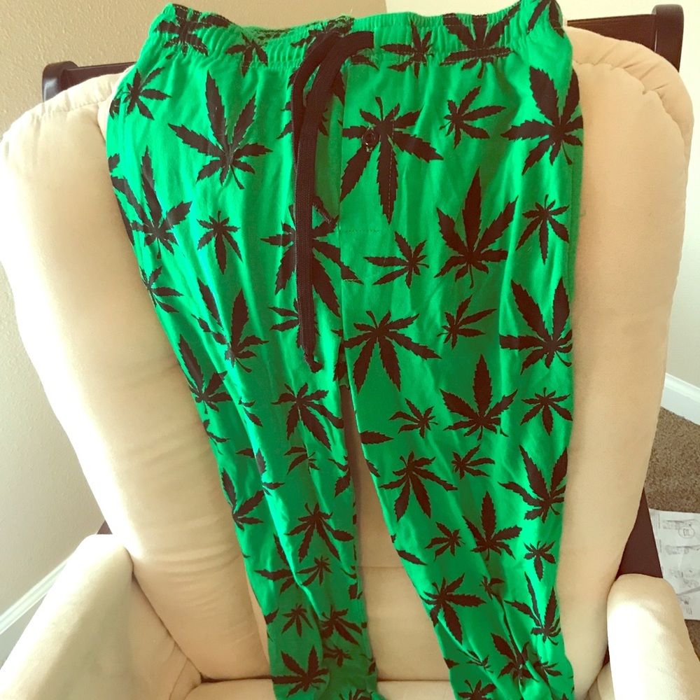 Pot leaf pajama pants